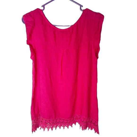 Terzo Millennio 100% linen tank top with lace edge size Medium - Picture 6 of 6